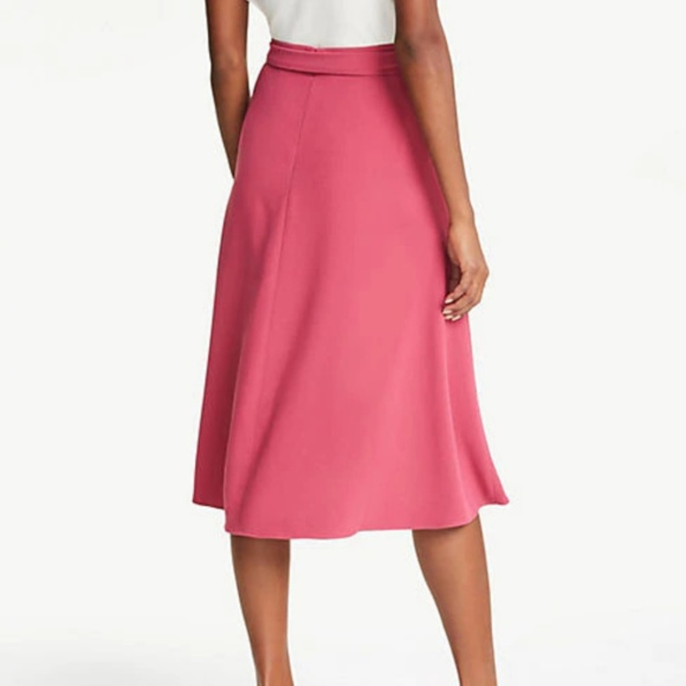 Ann Taylor Tie Waist Wrap Skirt - Wild Strawberry - Picture 3 of 8